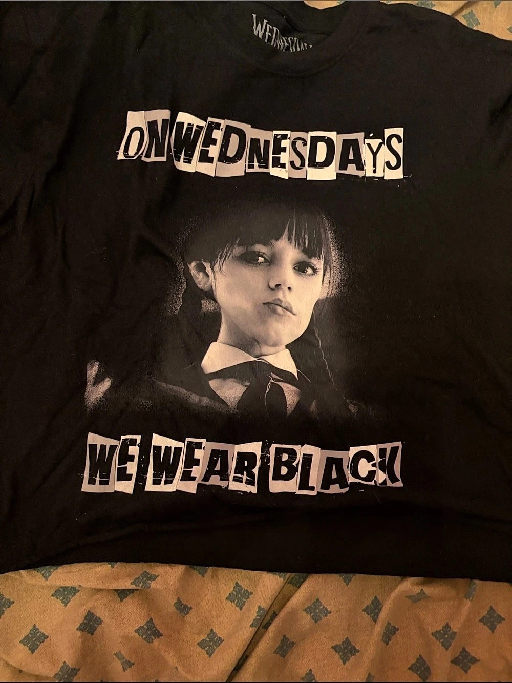 Wednesday On Wednesdays We Wear Black Graphic T-Shirt in Black